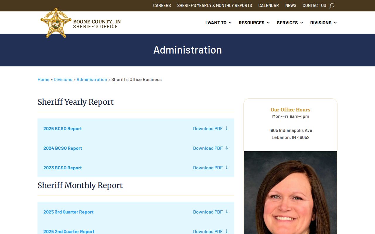 Boone County active warrant annual and quarterly reports