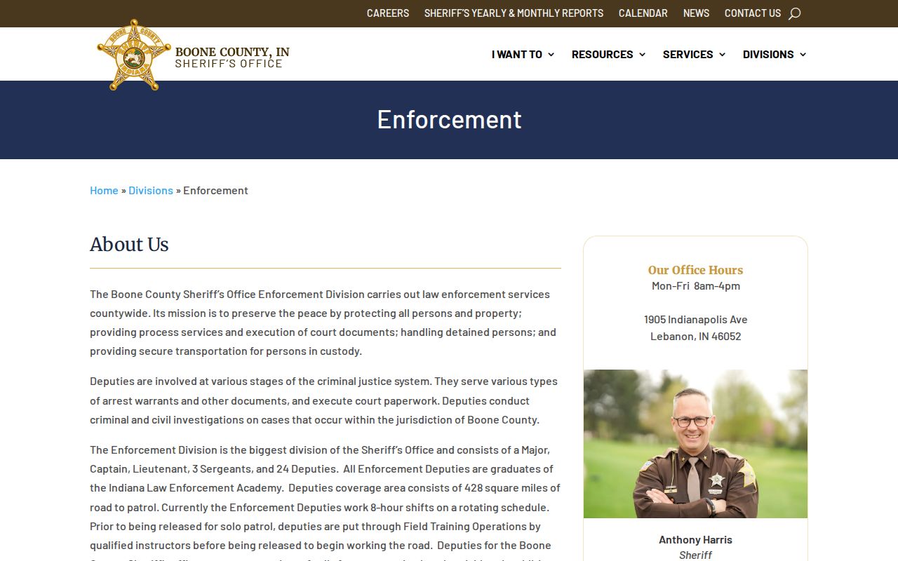 Boone County active warrant service by the Enforcement Division