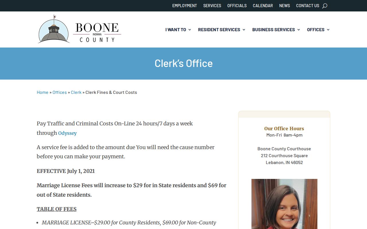 Boone County active warrant related court-cost information