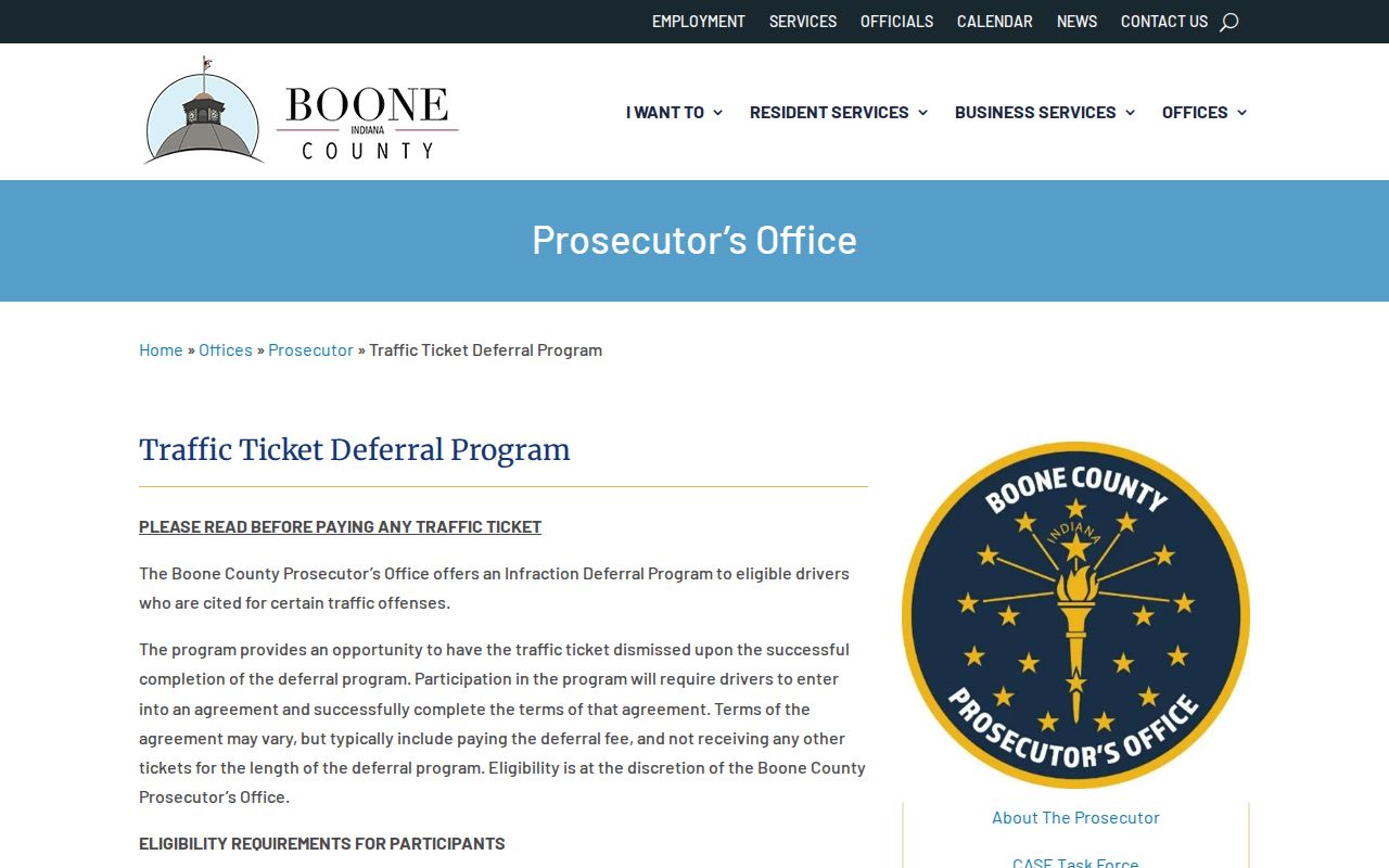 Boone County bench warrant ticket deferral eligibility