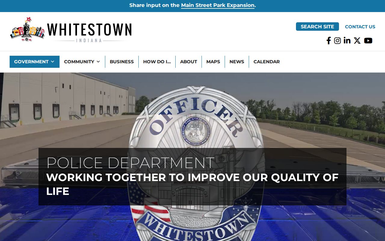 Whitestown warrant records police contact page