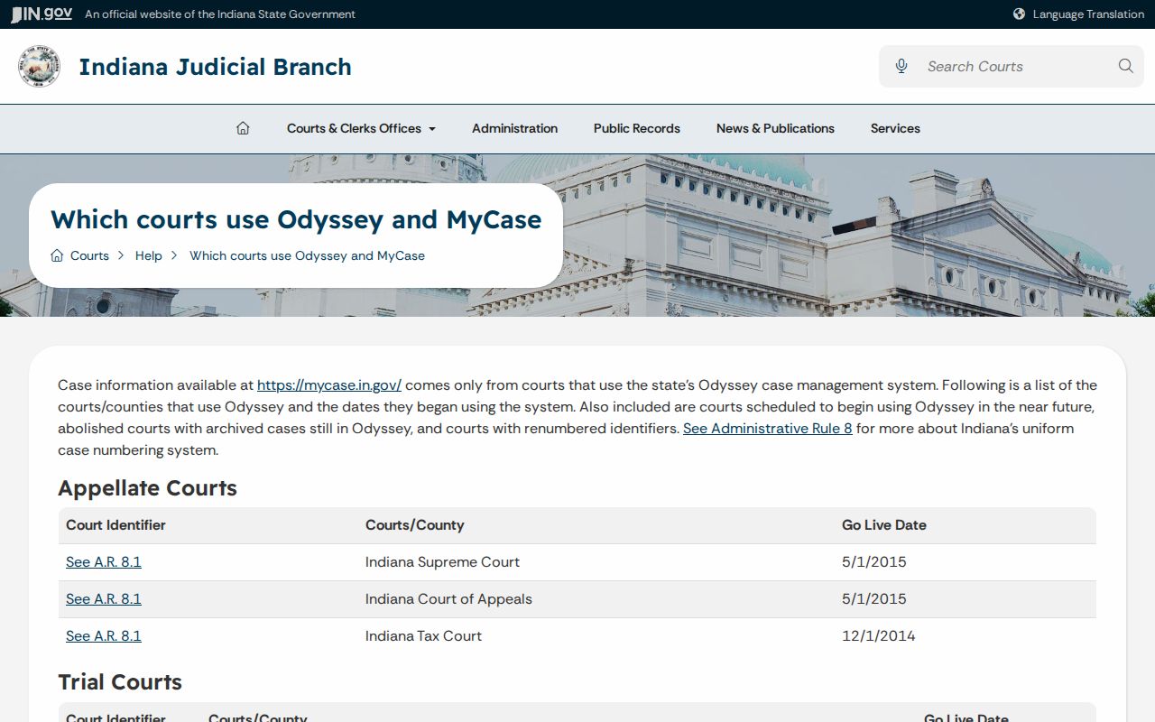 Boone County warrant courts in Indiana Odyssey